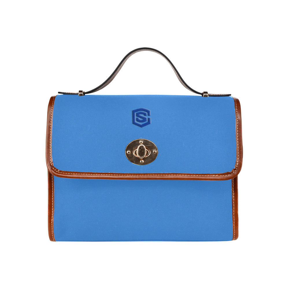 BLUE WATERPROOF CANVAS BAG blue logo Waterproof Canvas Bag/All Over Print (Model 1641)