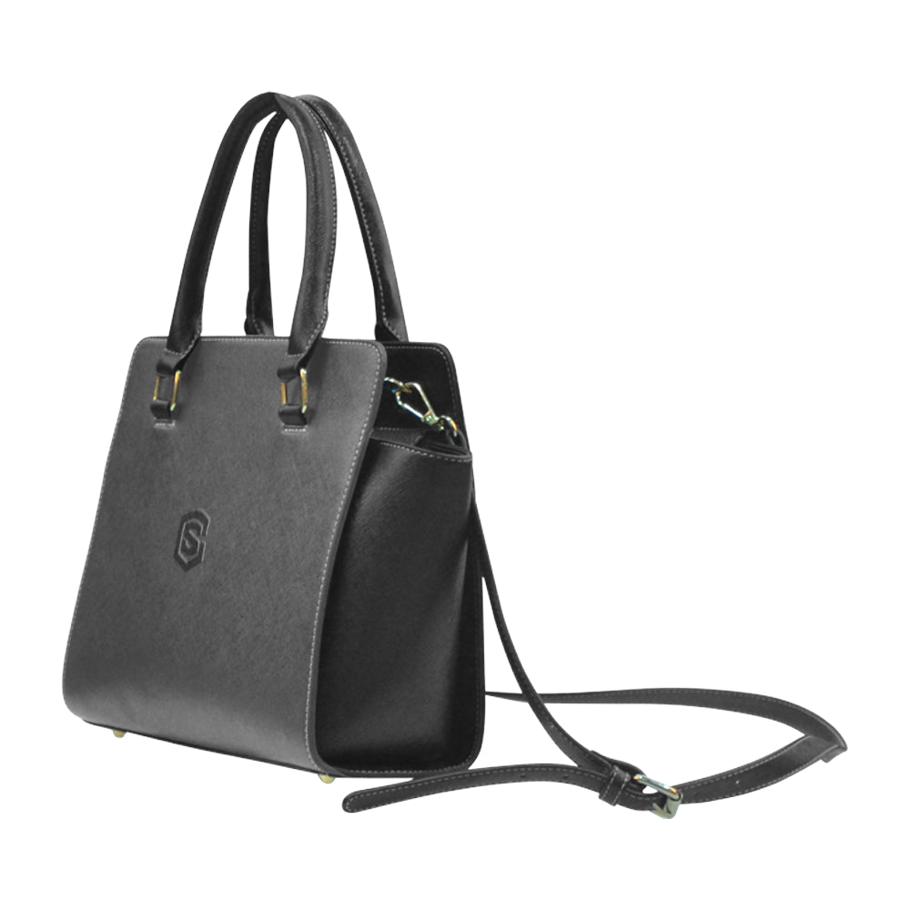 BLACK RIVET SHOULDER HANDBAG black logo Rivet Shoulder Handbag (Model 1645)
