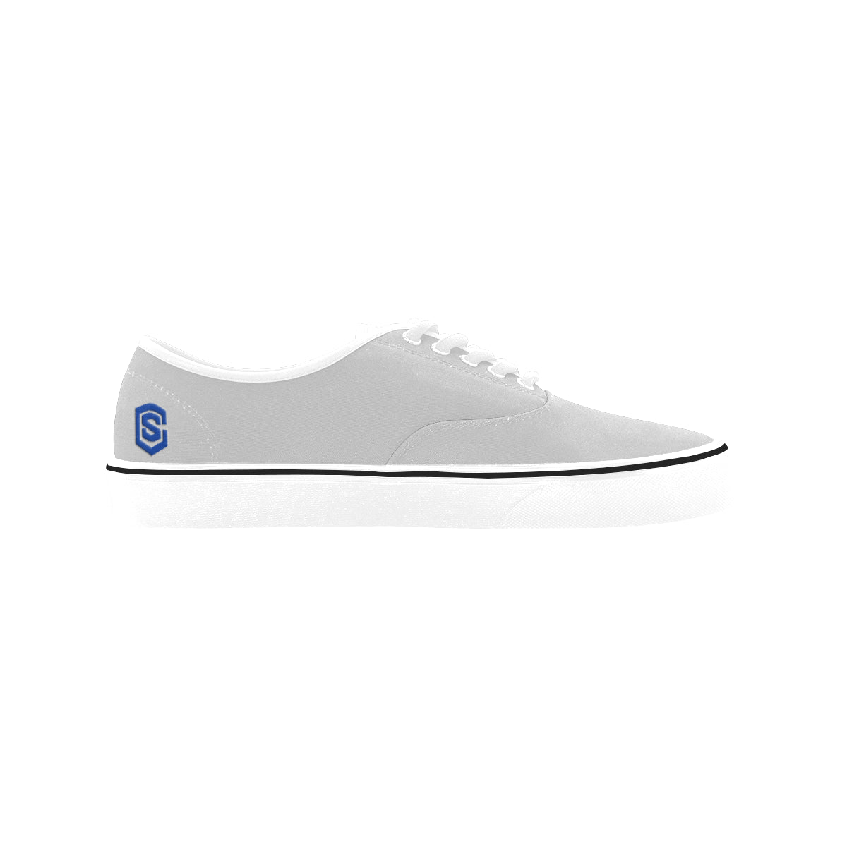 blue logo Classic Women's Canvas Low Top Shoes (Model E001-4)