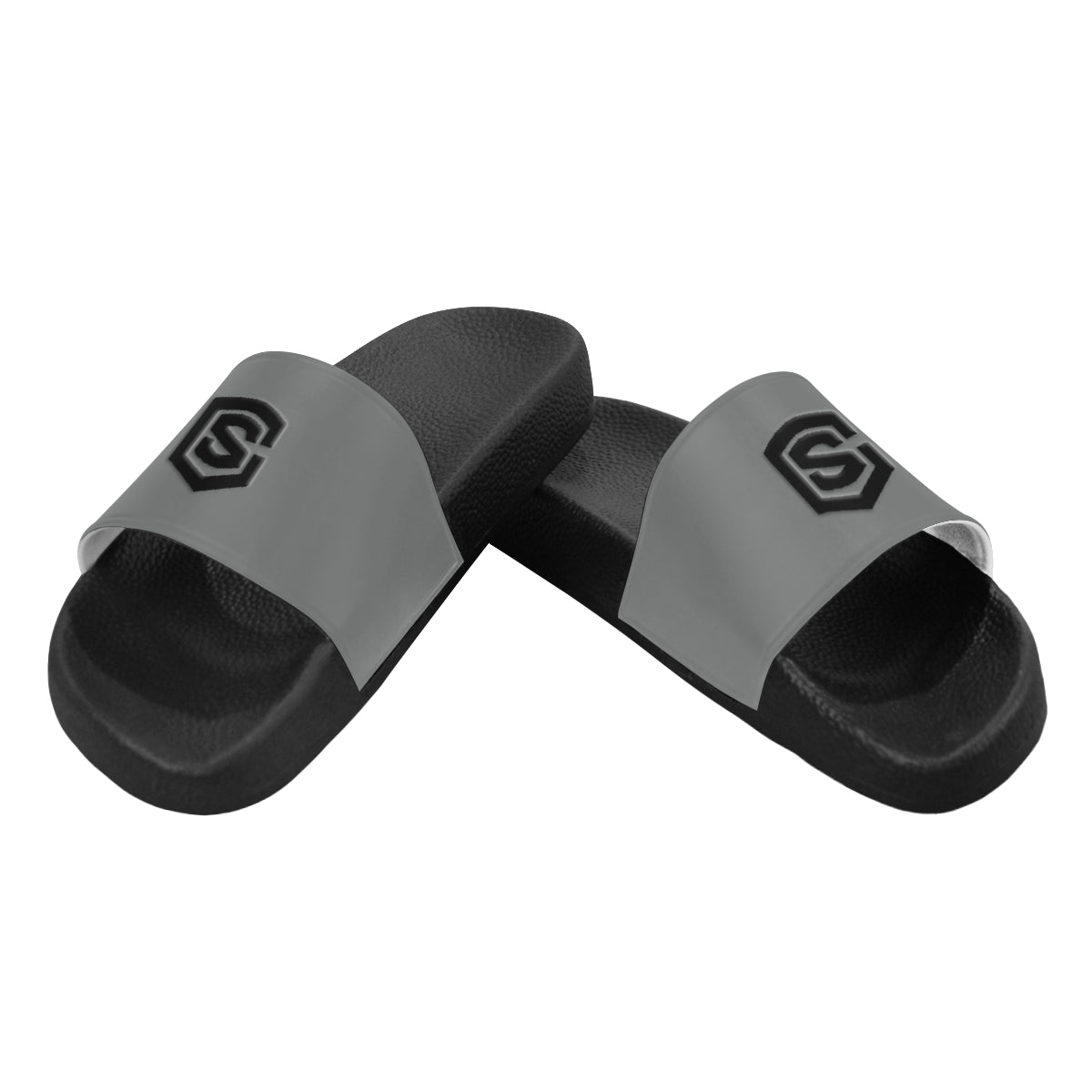 black logo Men's Slide Sandals (Model 057)