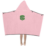 Pink Kids' Hooded Bath Towels with Green Logo Kids' Hooded Bath Towels