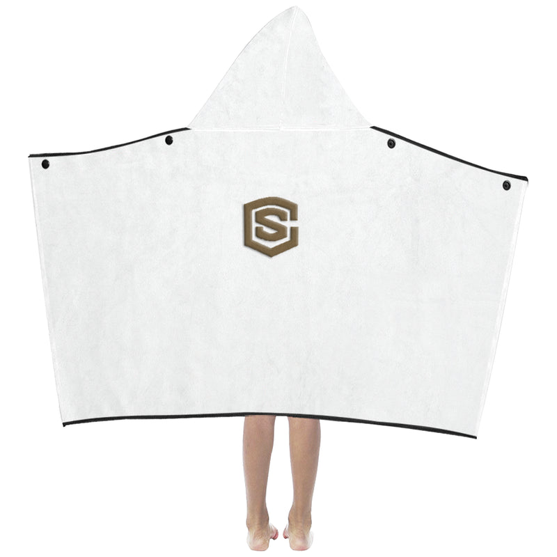 White Kids' Hooded Bath Towels with Brown Logo Kids' Hooded Bath Towels