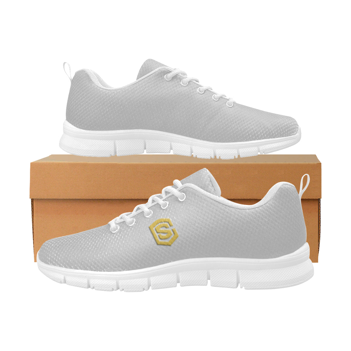 gold logo Women's Breathable Running Shoes (Model 055)