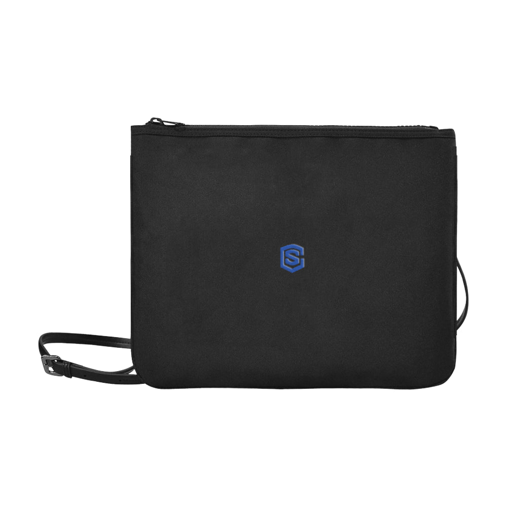 BLACK SLIM CLUTCH BAG blue logo Slim Clutch Bag (Model 1668)