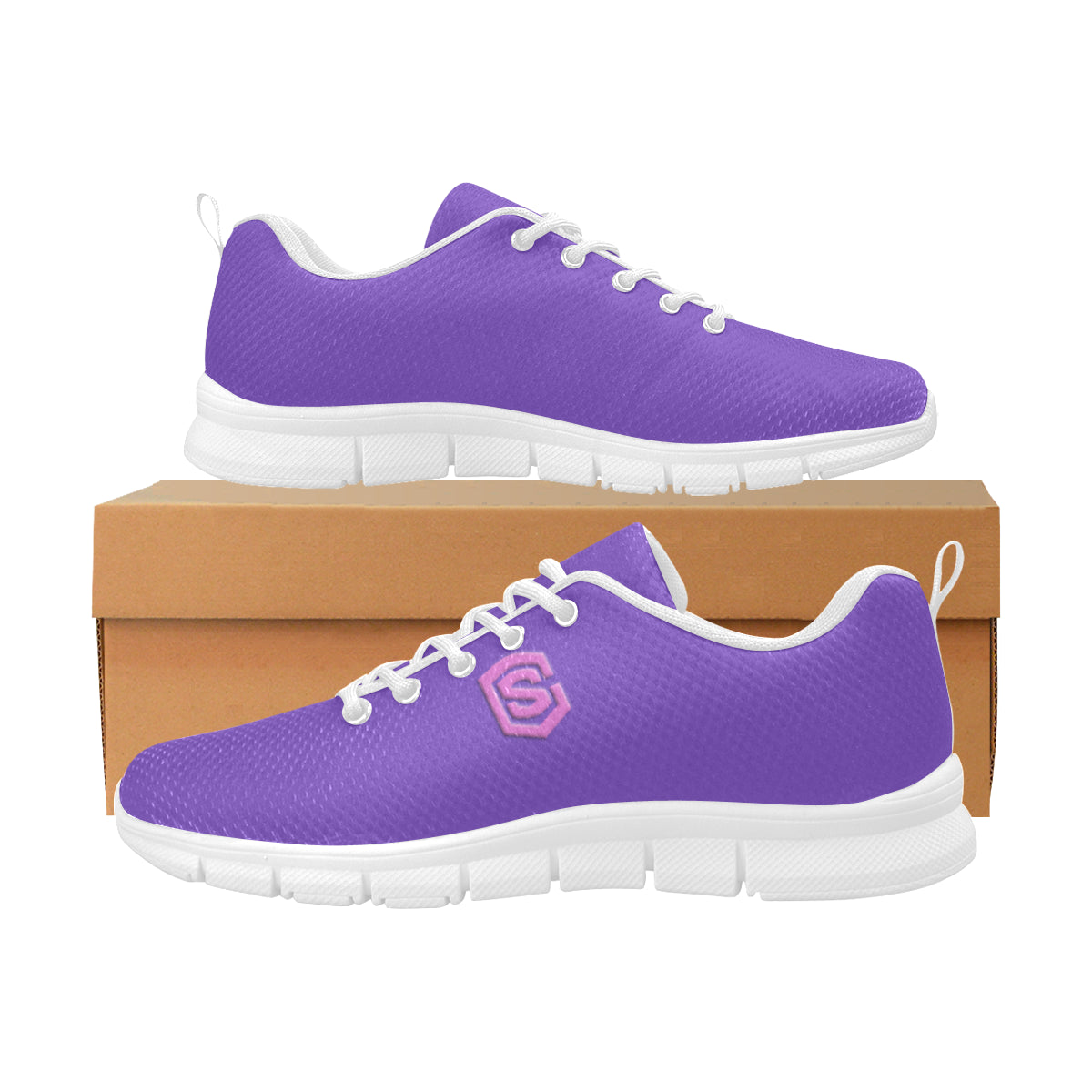 pink logo Women's Breathable Running Shoes (Model 055)