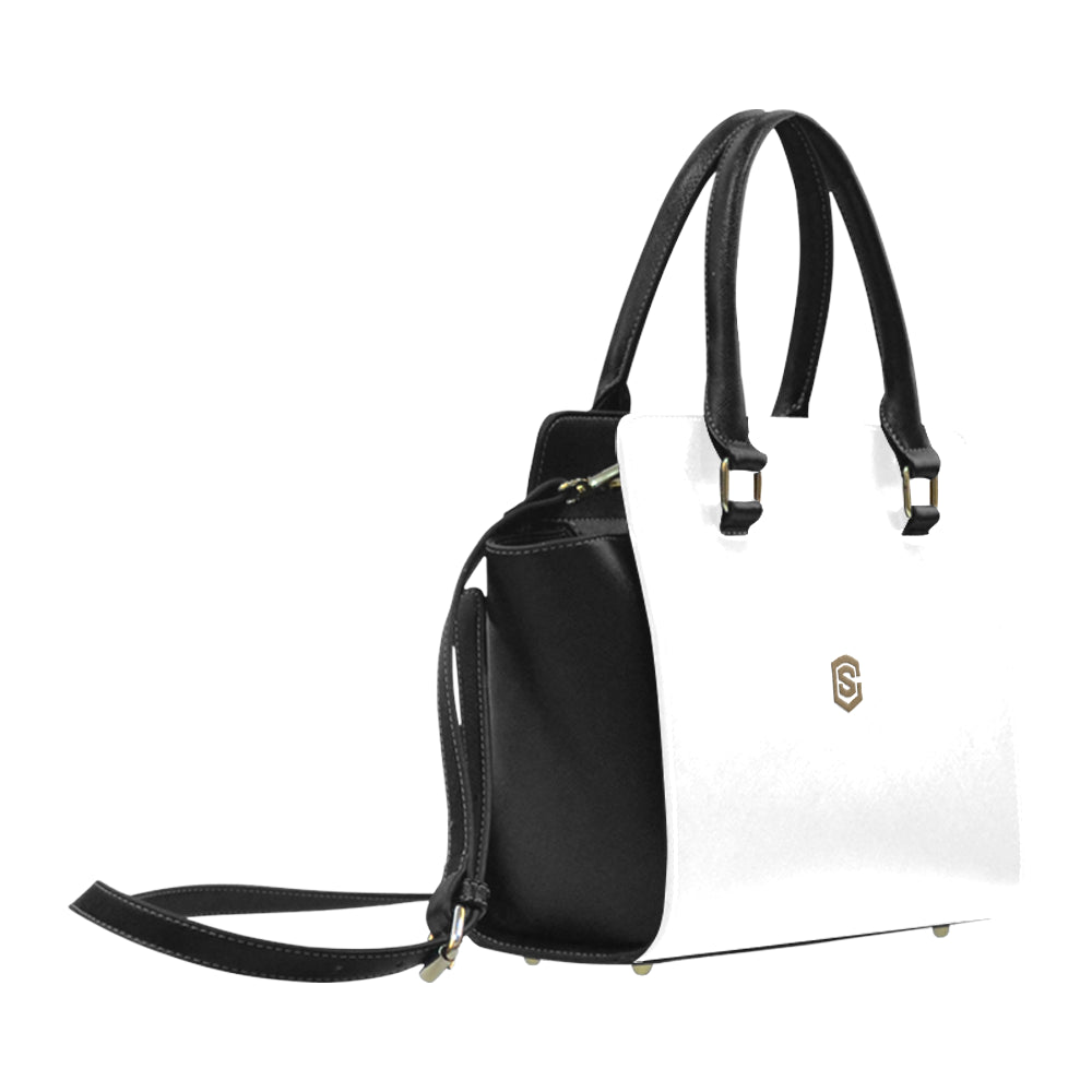 WHITE CLASSIC SHOULDER HANDBAG brown logo Classic Shoulder Handbag (Model 1653)