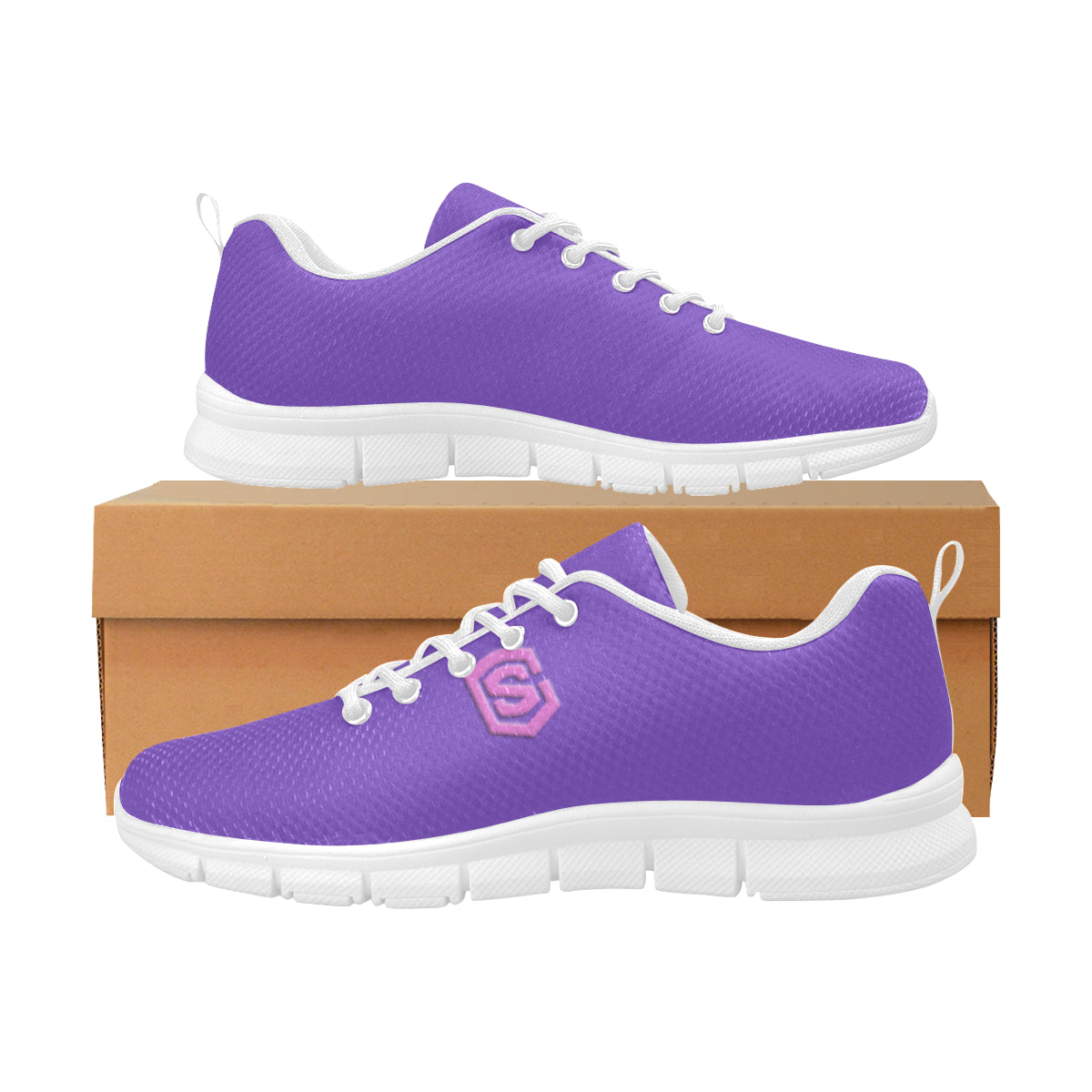 pink logo Women's Breathable Running Shoes (Model 055)