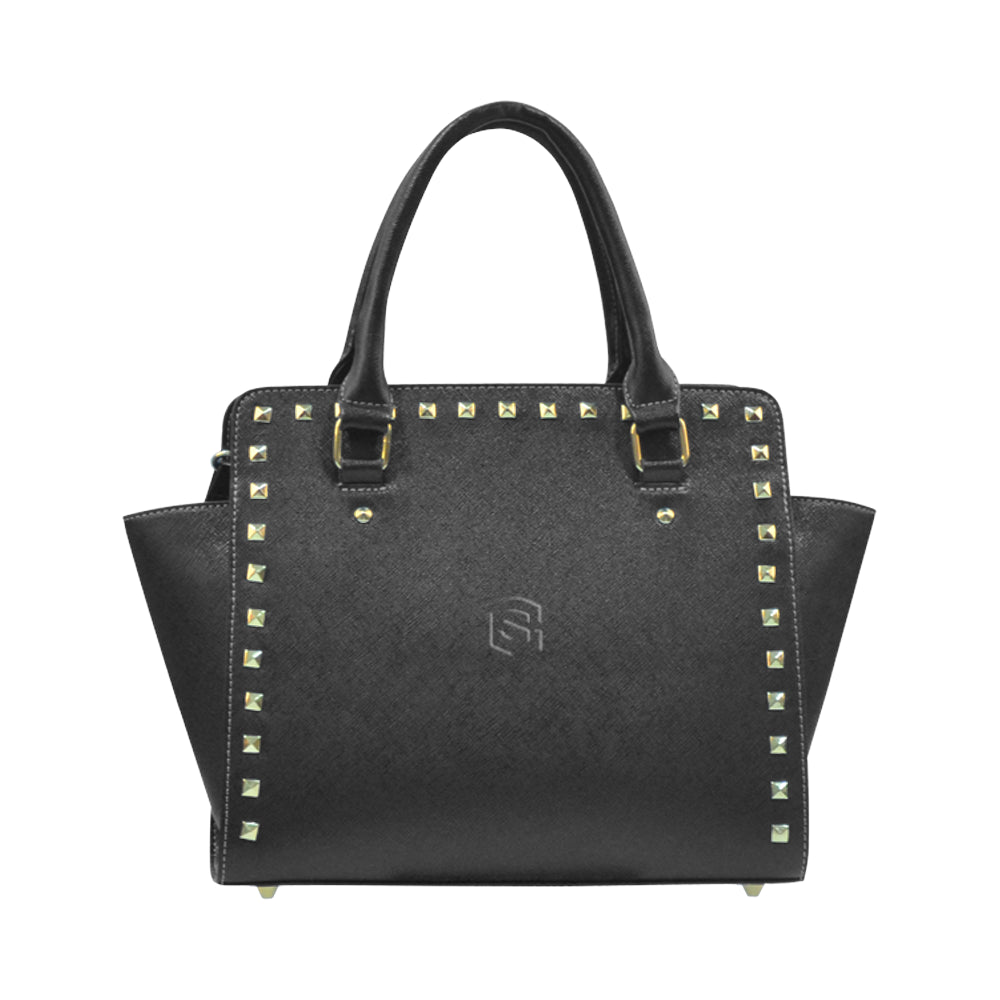 BLACK RIVET SHOULDER HANDBAG black logo Rivet Shoulder Handbag (Model 1645)