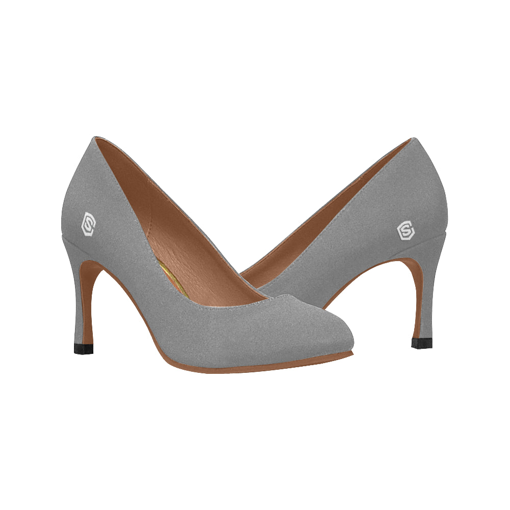 GRAY Women's High Heels white logo Women's High Heels (Model 048)