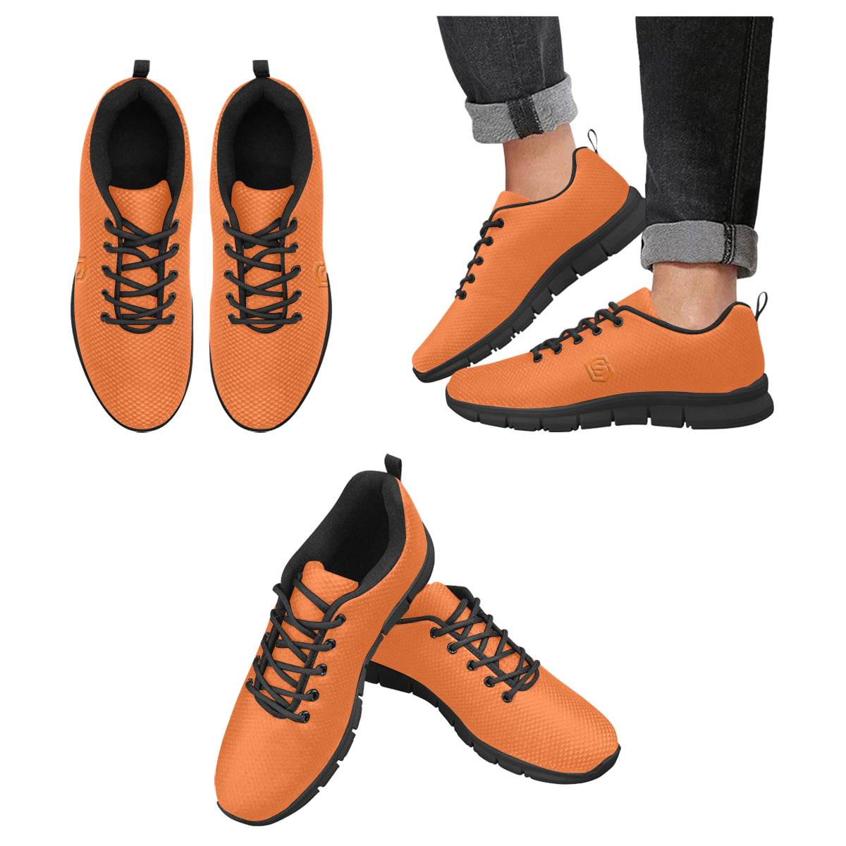 orange logo Men's Breathable Running Shoes (Model 055)