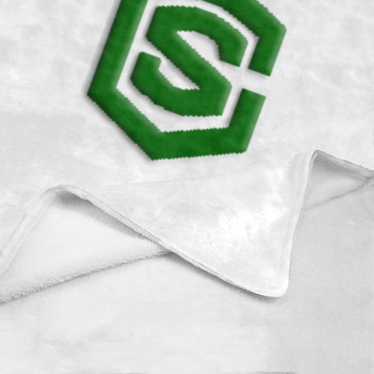 White Ultra-Soft Micro Fleece Blanket with Green Logo Ultra-Soft Micro Fleece Blanket 30"x40"