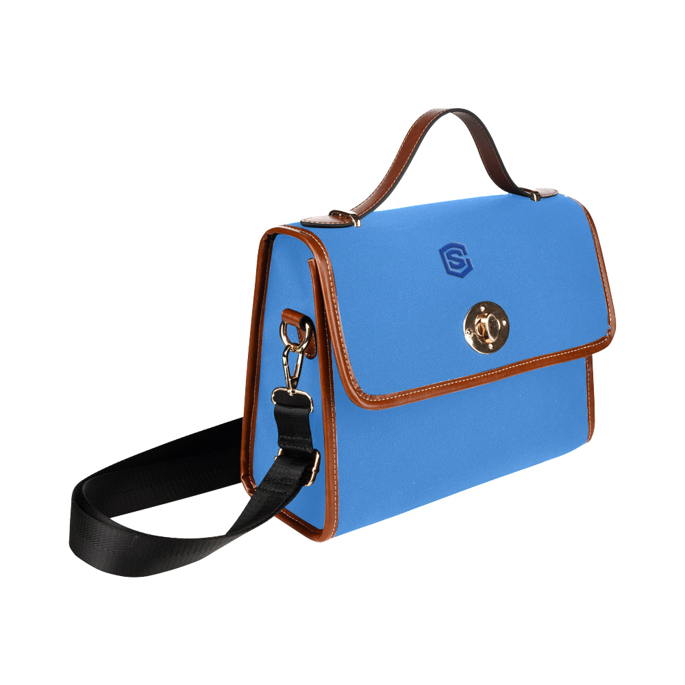 BLUE WATERPROOF CANVAS BAG blue logo Waterproof Canvas Bag/All Over Print (Model 1641)