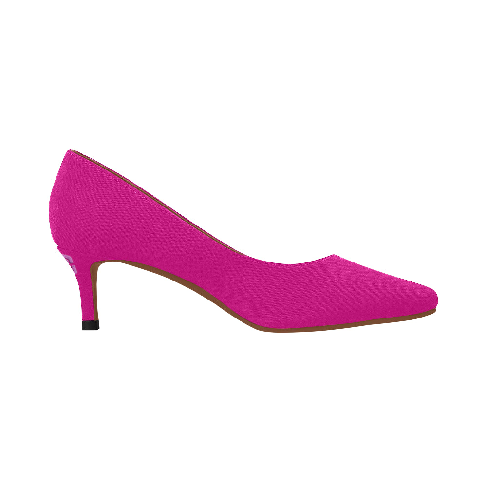 PURPLE Women's Pointed Toe Low Heel Pumps pink logo Women's Pointed Toe Low Heel Pumps (Model 053)