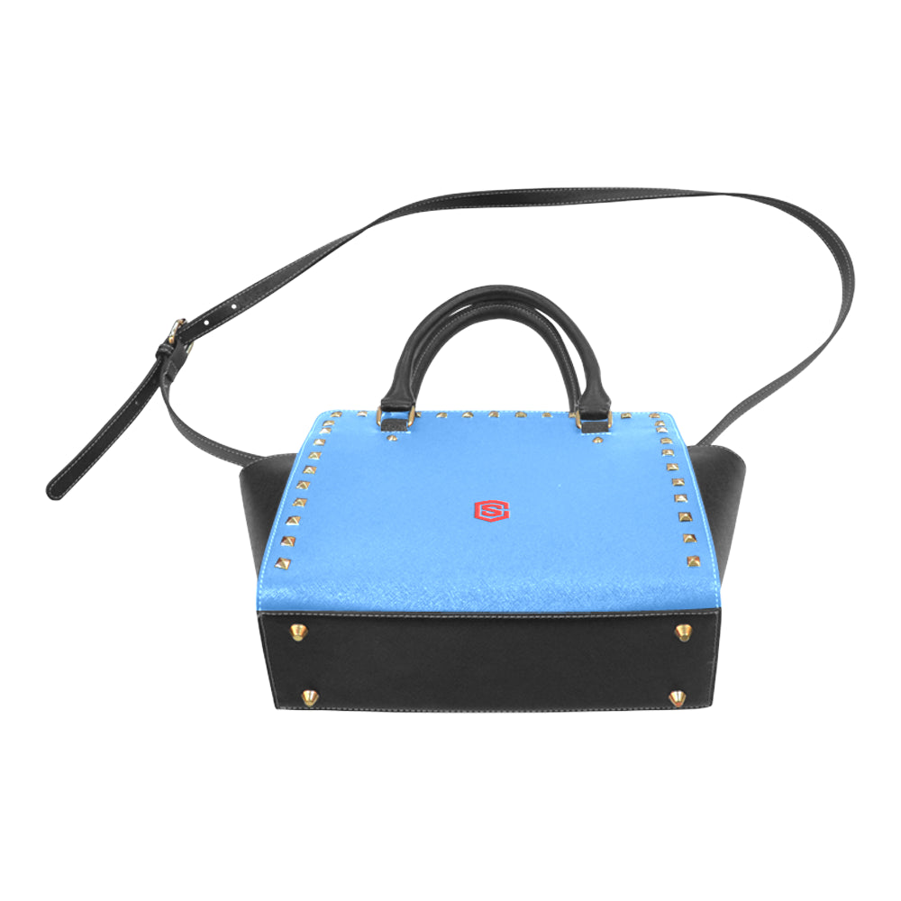 BLUE RIVET SHOULDER HANDBAG red logo Rivet Shoulder Handbag (Model 1645)