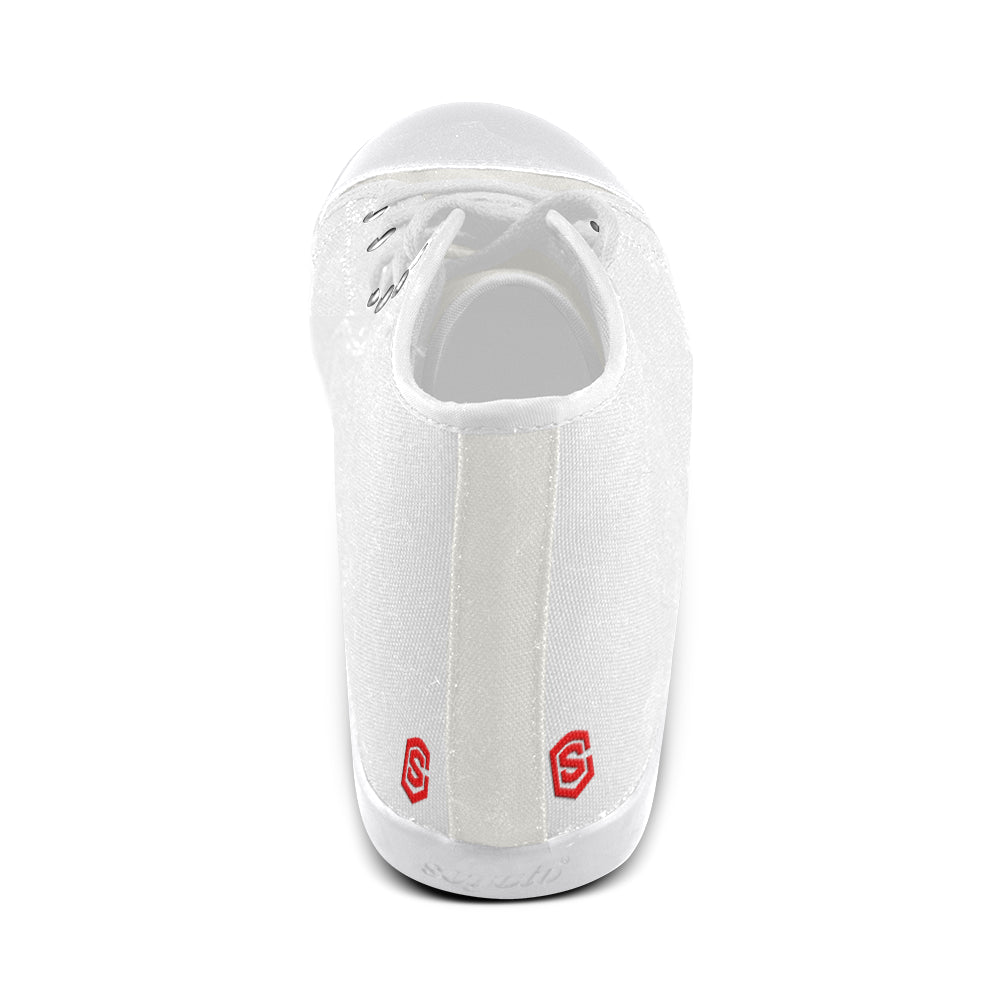 GRAY CANVAS KID SHOES red logo High Top Canvas Kid's Shoes (Model 002)