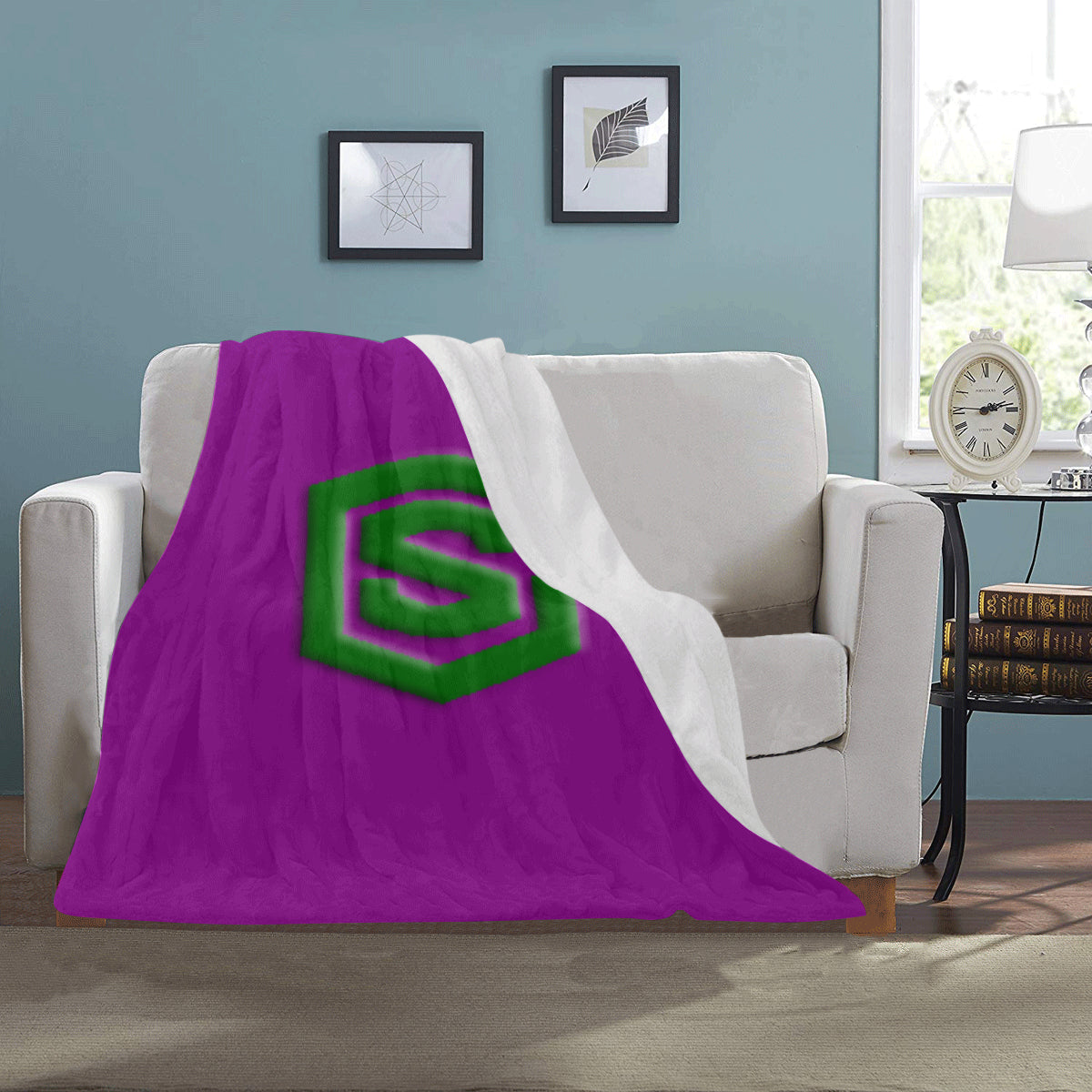 Purple Ultra-Soft Micro Fleece Blanket with Green Logo Ultra-Soft Micro Fleece Blanket 30"x40"