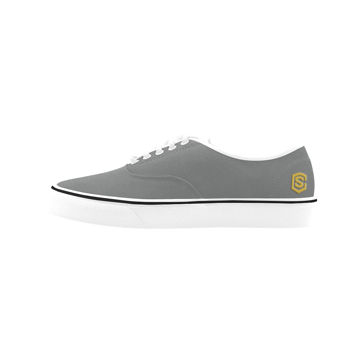gold logo Classic Women's Canvas Low Top Shoes (Model E001-4)
