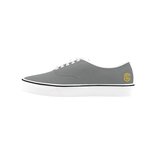gold logo Classic Women's Canvas Low Top Shoes (Model E001-4)