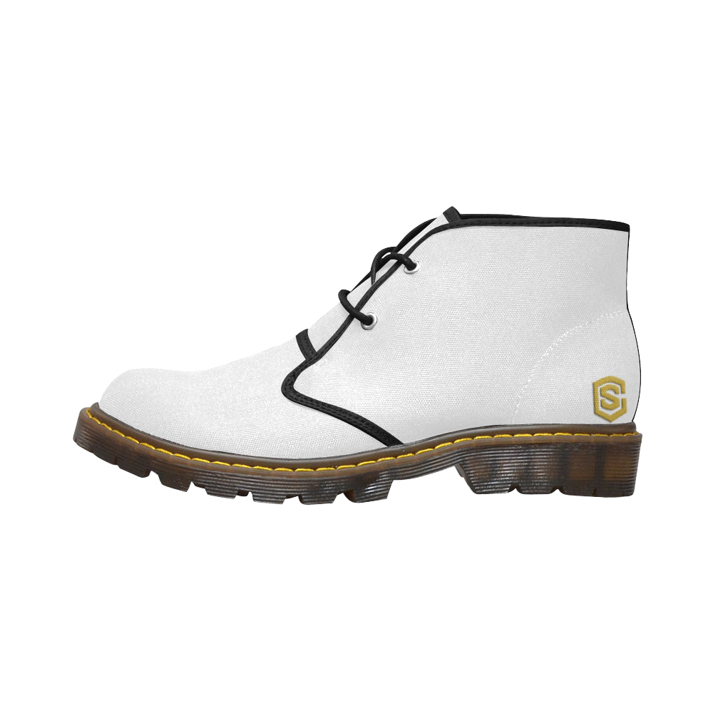 gold logo Women's Canvas Chukka Boots (Model 2402-1)