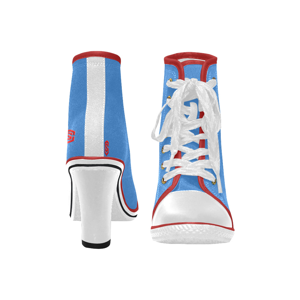 red logo Women's Lace Up Chunky Heel Ankle Booties (Model 054)