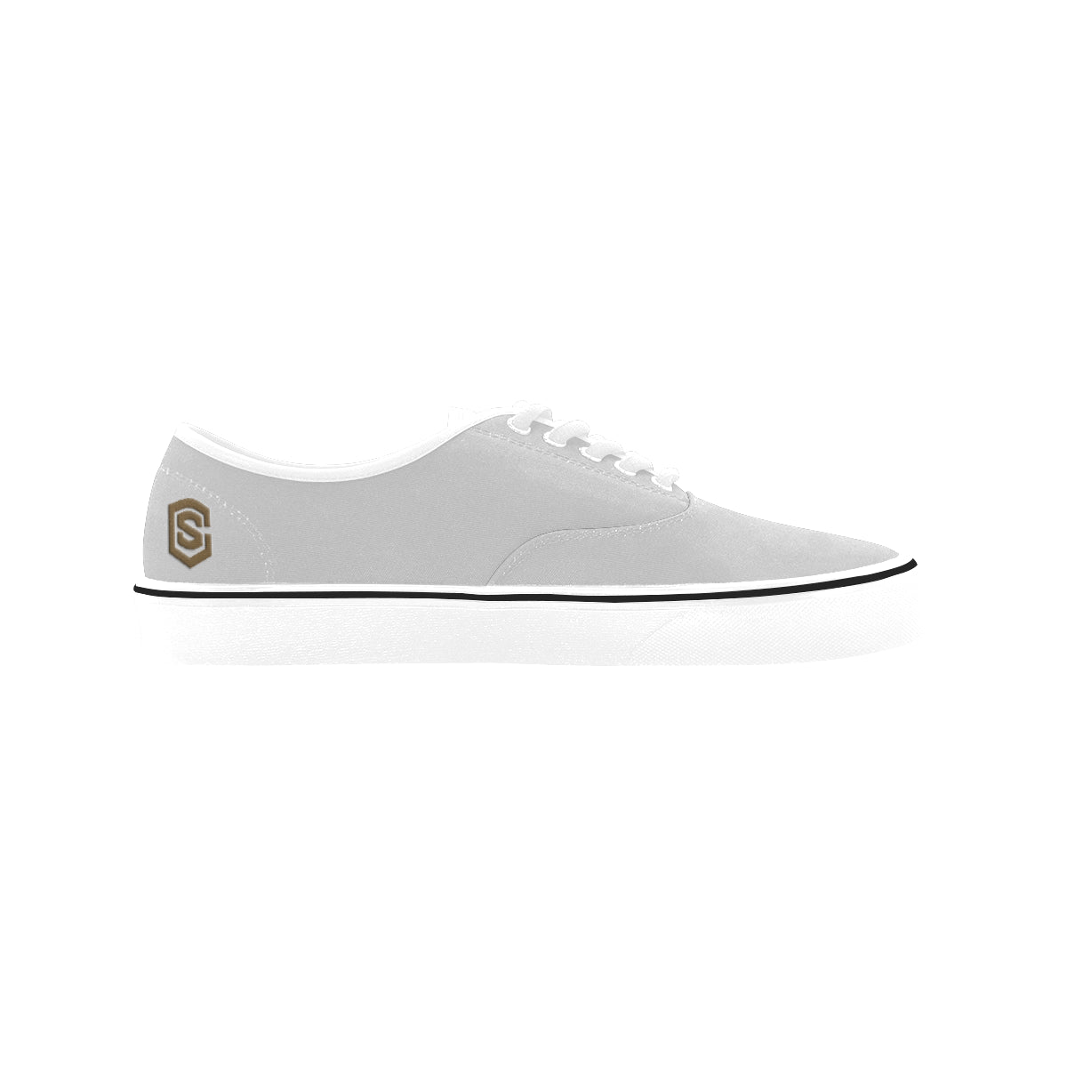 brown logo Classic Women's Canvas Low Top Shoes (Model E001-4)