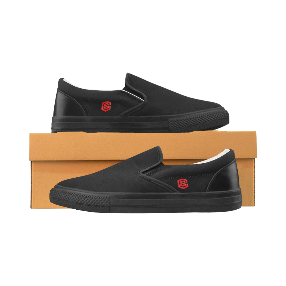 red logo Women's Slip-on Canvas Shoes (Model 019)