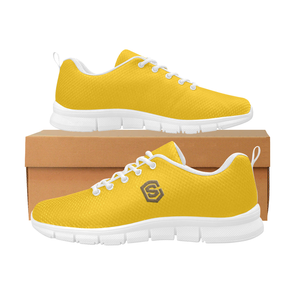 brown logo Women's Breathable Running Shoes (Model 055)