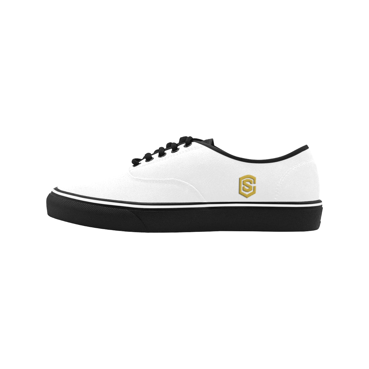 gold logo Classic Men's Canvas Low Top Shoes/Large (Model E001-4)