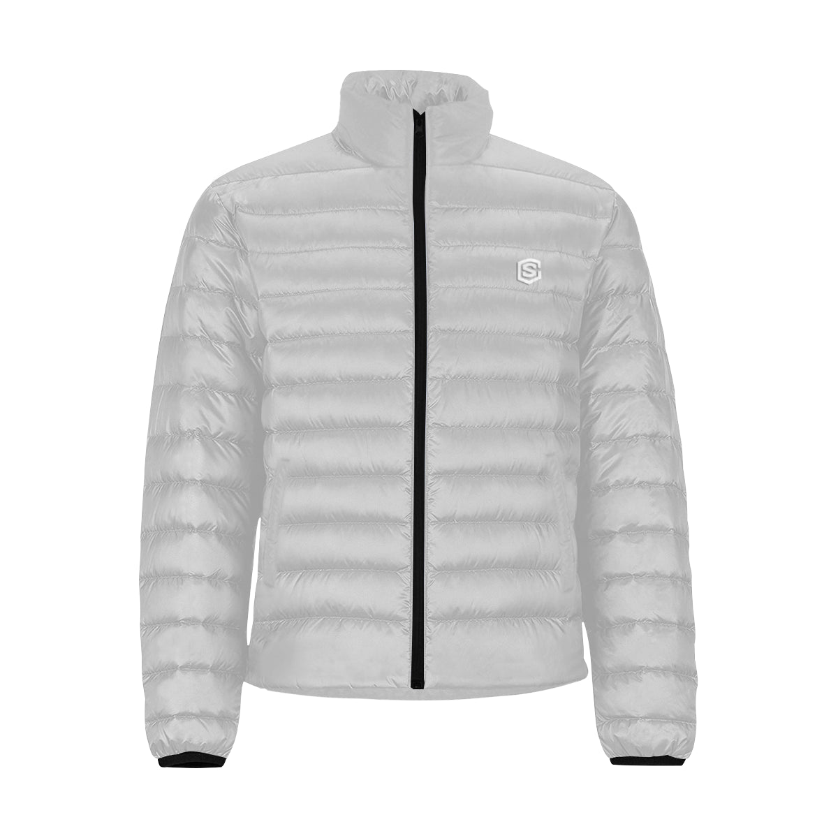 PINK MEN'S STAND COLLAR PADDED JACKET White Logo Men's Stand Collar Padded Jacket (Model H41)