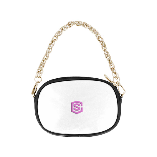 WHITE CHAIN PURSE pink logo Chain Purse (Model 1626)