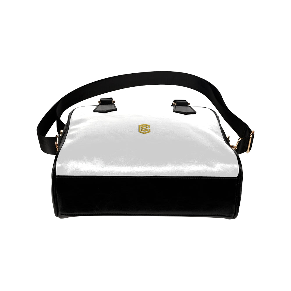 WHITE Shoulder Handbag gold logo Shoulder Handbag (Model 1634)