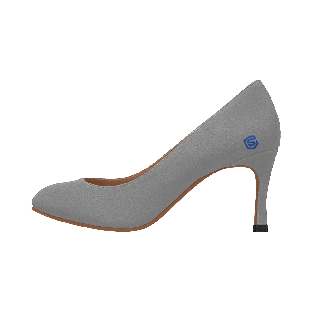 GRAY Women's High Heels blue logo Women's High Heels (Model 048)