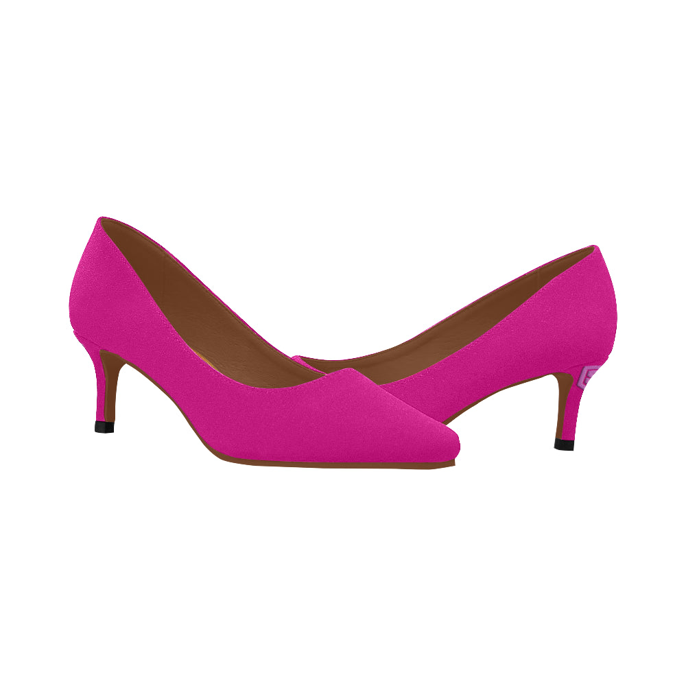 PURPLE Women's Pointed Toe Low Heel Pumps pink logo Women's Pointed Toe Low Heel Pumps (Model 053)