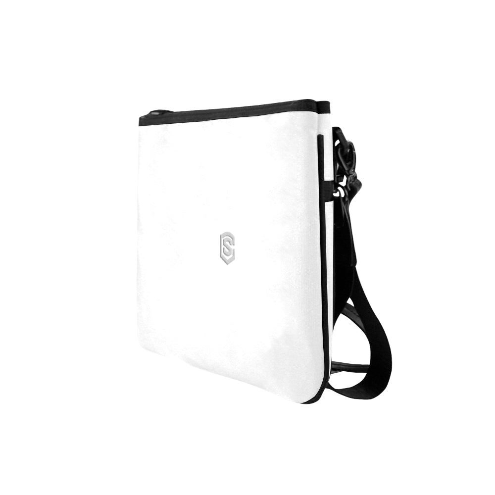 WHITE SLIM CLUTCH BAG silver logo Slim Clutch Bag (Model 1668)