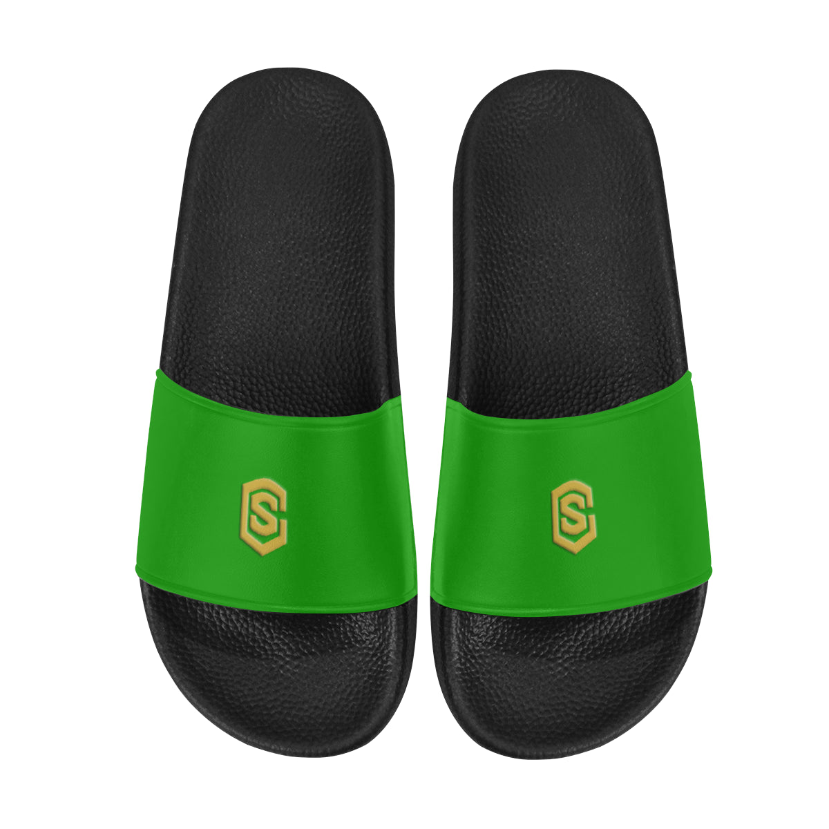 gold logo Men's Slide Sandals (Model 057)