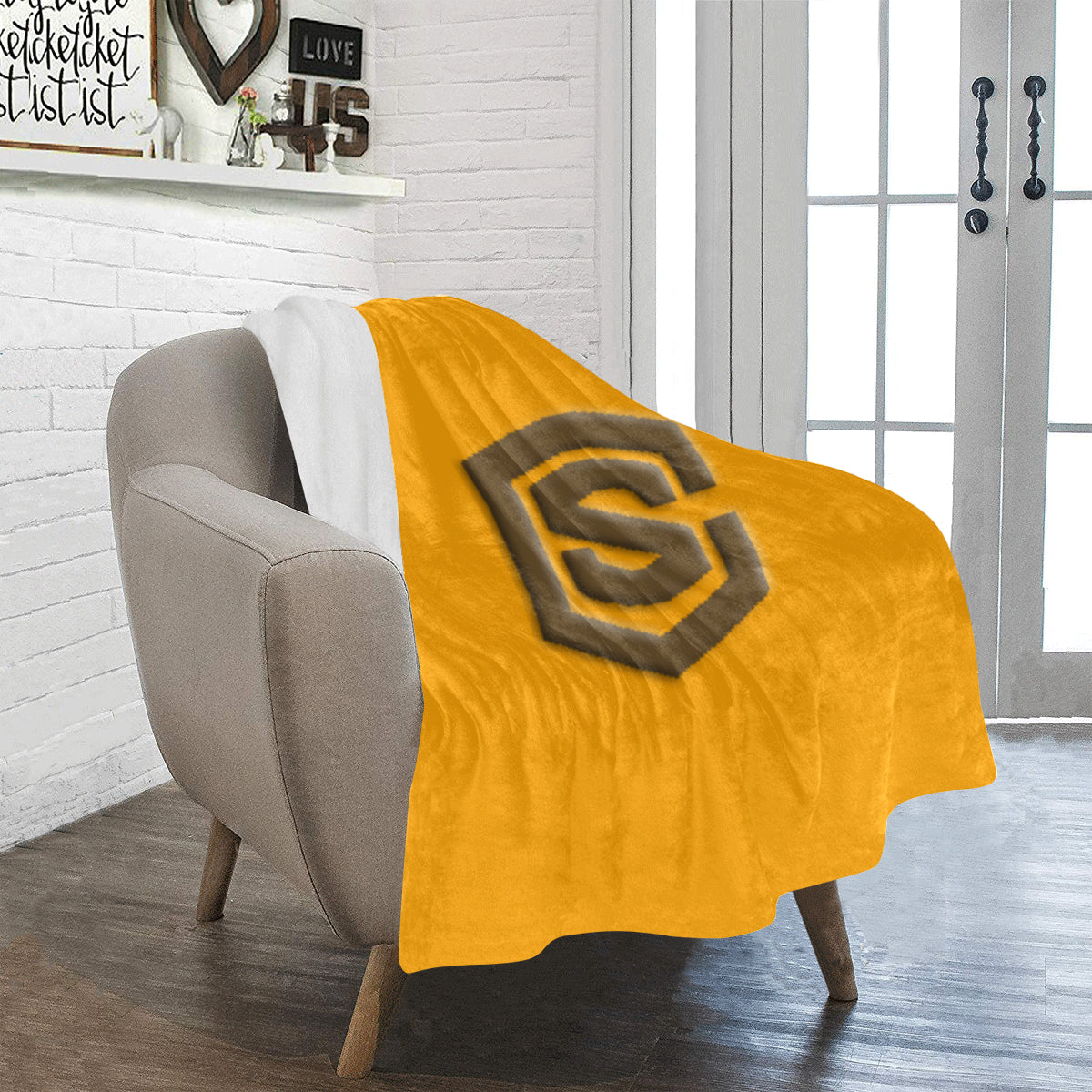 Orange Ultra-Soft Micro Fleece Blanket with Brown Logo Ultra-Soft Micro Fleece Blanket 30"x40"