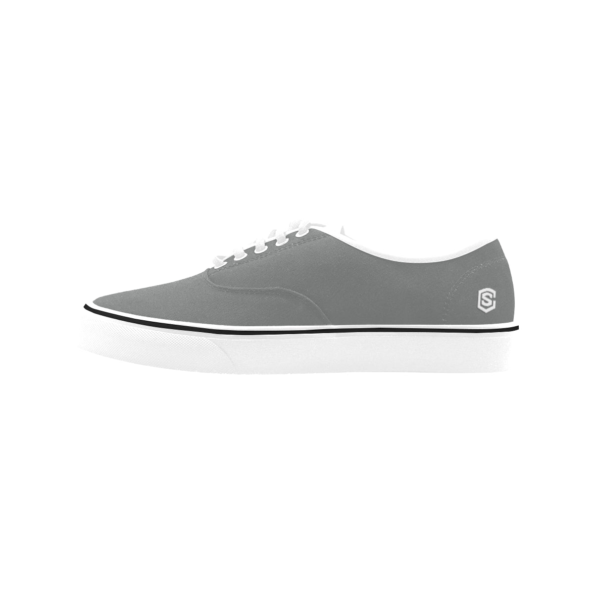 white logo Classic Women's Canvas Low Top Shoes (Model E001-4)