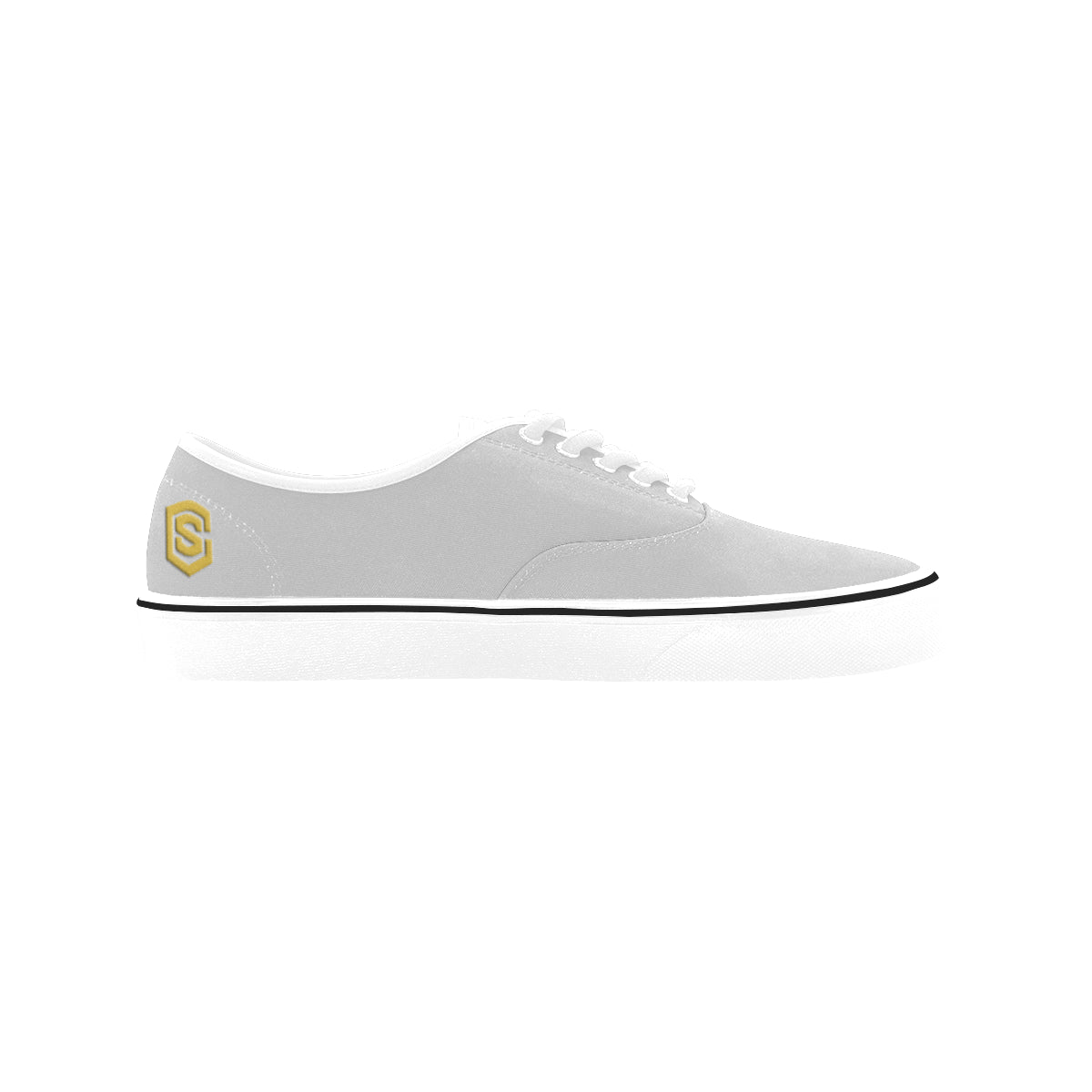 gold logo Classic Women's Canvas Low Top Shoes (Model E001-4)