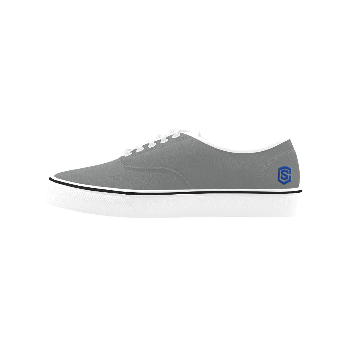 blue logo Classic Women's Canvas Low Top Shoes (Model E001-4)