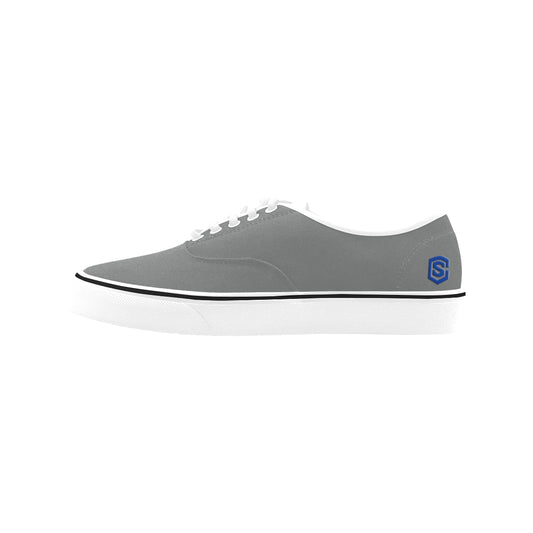 blue logo Classic Women's Canvas Low Top Shoes (Model E001-4)