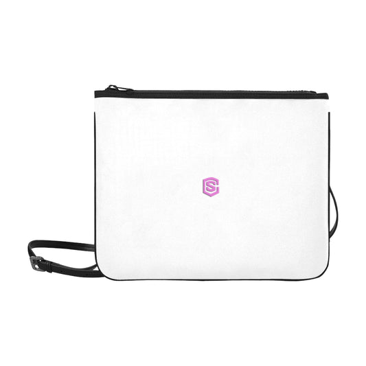 WHITE SLIM CLUTCH BAG pink logo Slim Clutch Bag (Model 1668)