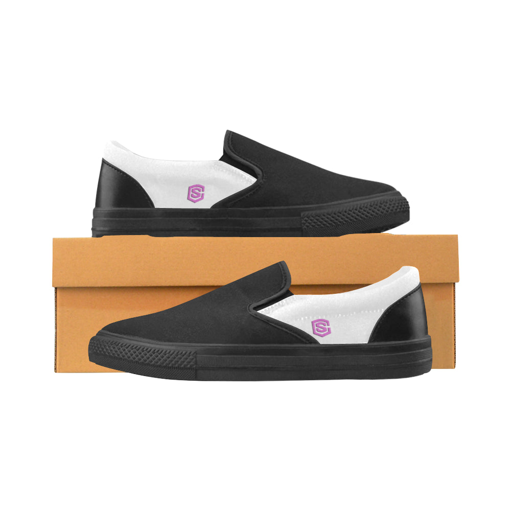 pink logo Women's Slip-on Canvas Shoes (Model 019)