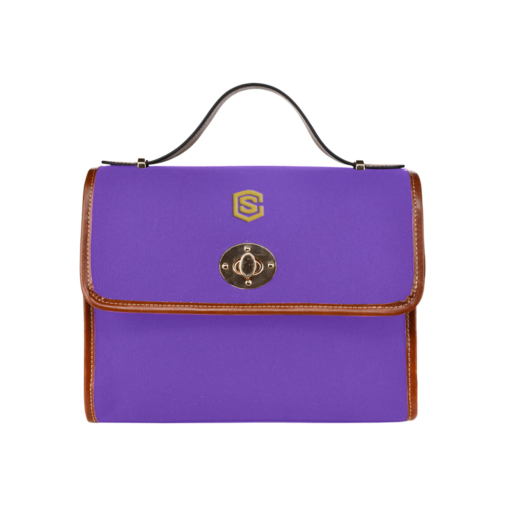 BLUE WATERPROOF CANVAS BAG gold logo Waterproof Canvas Bag/All Over Print (Model 1641)