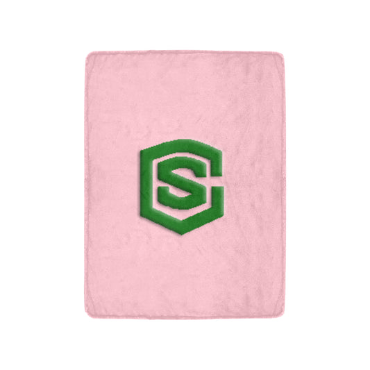 Pink Ultra-Soft Micro Fleece Blanket with Green Logo Ultra-Soft Micro Fleece Blanket 30"x40"