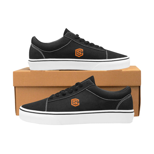 orange logo Men's Low Top Skateboarding Shoes (Model E001-2)