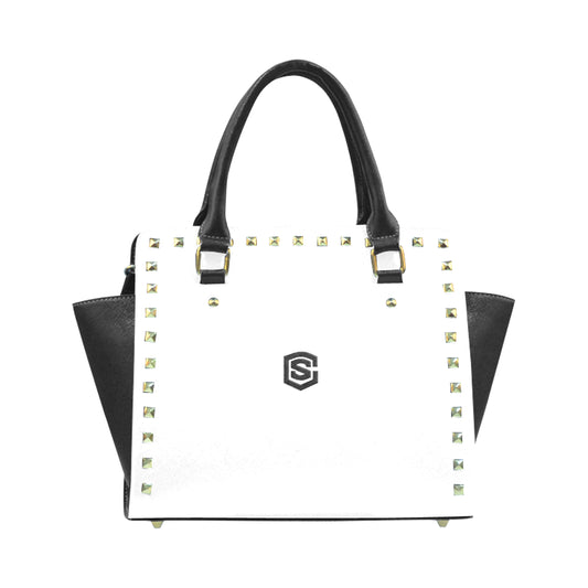 WHITE RIVET SHOULDER HANDBAG black logo Rivet Shoulder Handbag (Model 1645)
