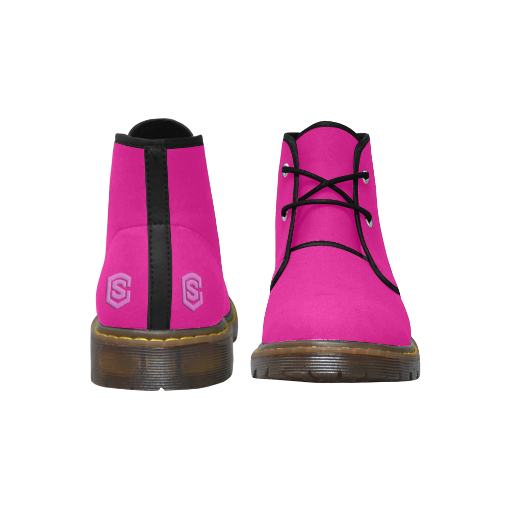 pink logo Women's Nubuck Chukka Boots (Model 2402)