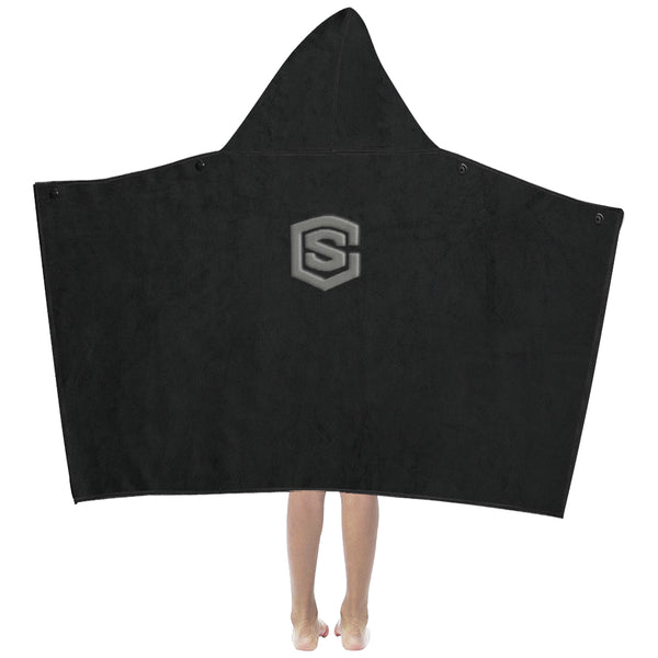 Black Kids' Hooded Bath Towels with Silver Logo Kids' Hooded Bath Towels