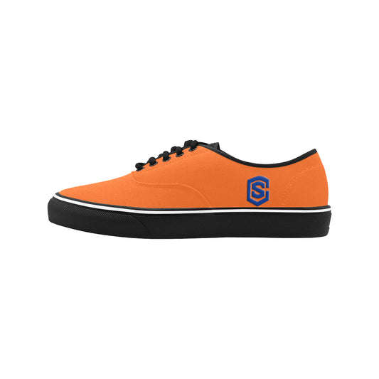 blue logo Classic Men's Canvas Low Top Shoes/Large (Model E001-4)