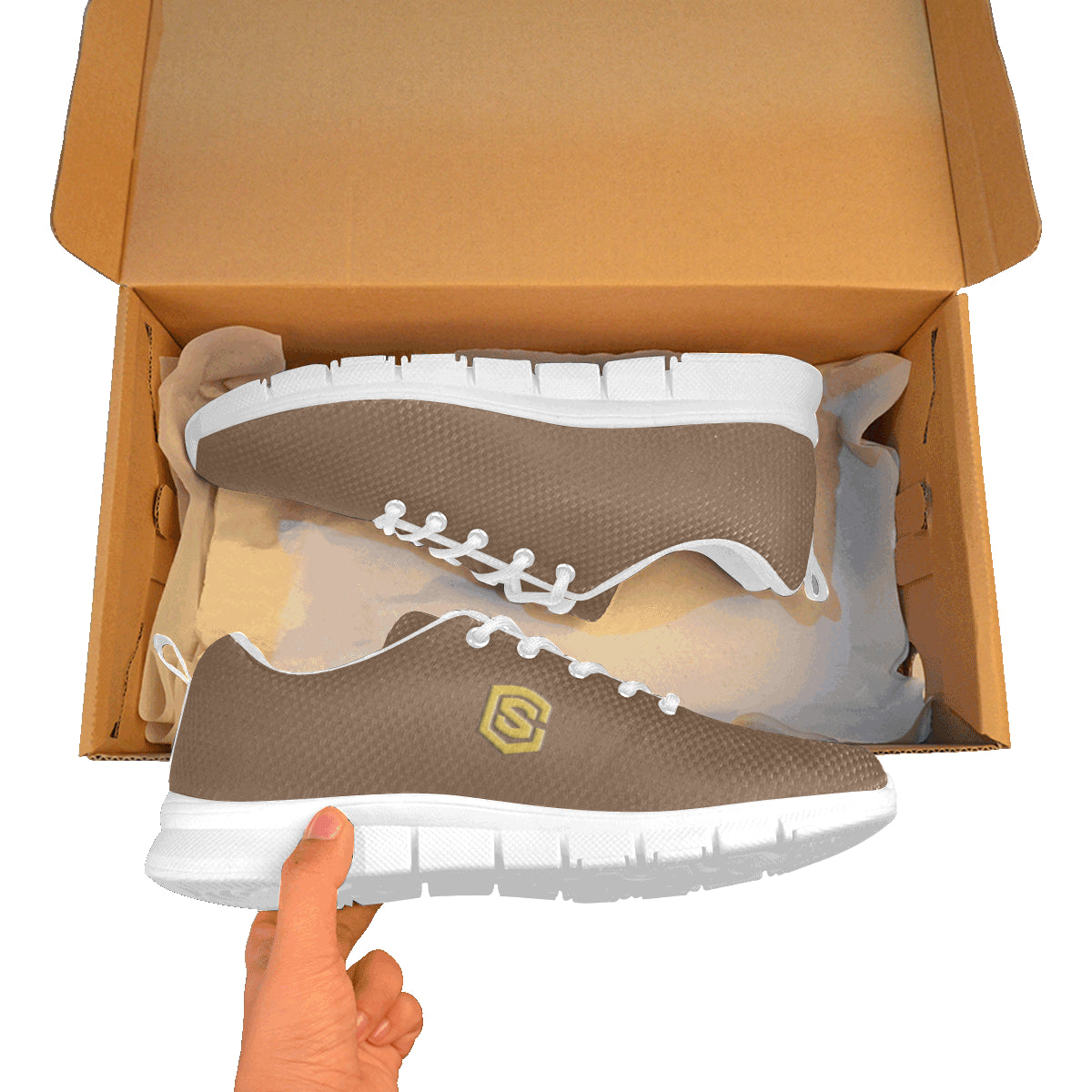 gold logo Women's Breathable Running Shoes (Model 055)